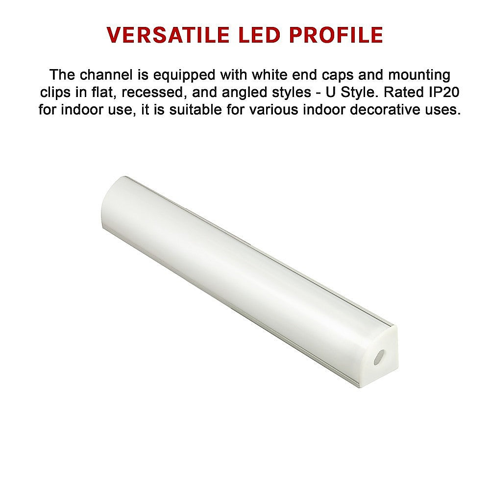 10 x 1M V-Style Aluminium LED Strip Light Channels for Cabinet Lighting V63-844301