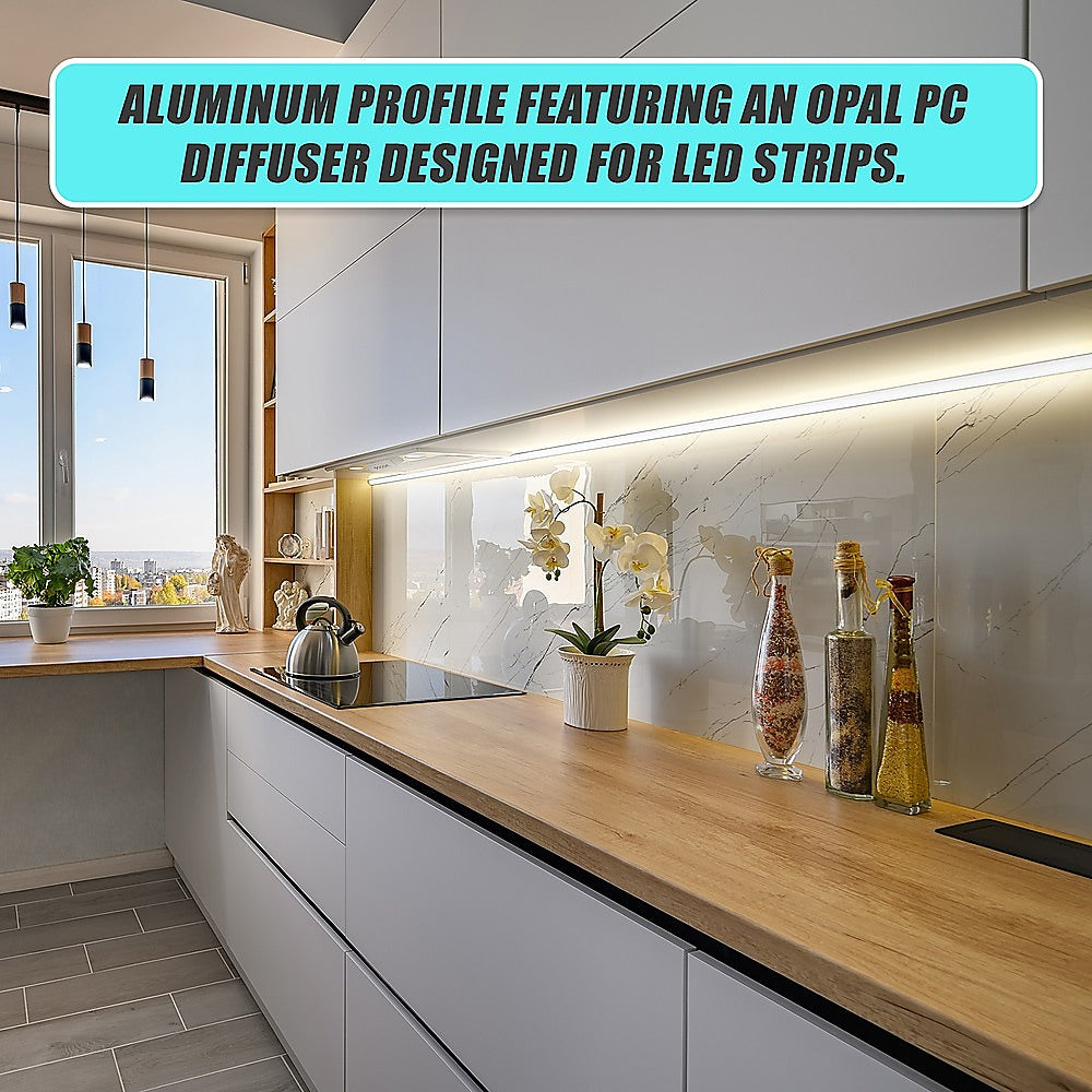10 x 1M U-Style Aluminium LED Strip Light Channels for Cabinet Lighting V63-844311