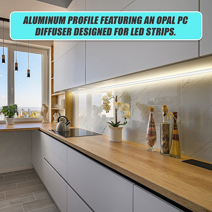 10 x 1M U-Style Aluminium LED Strip Light Channels for Cabinet Lighting V63-844311