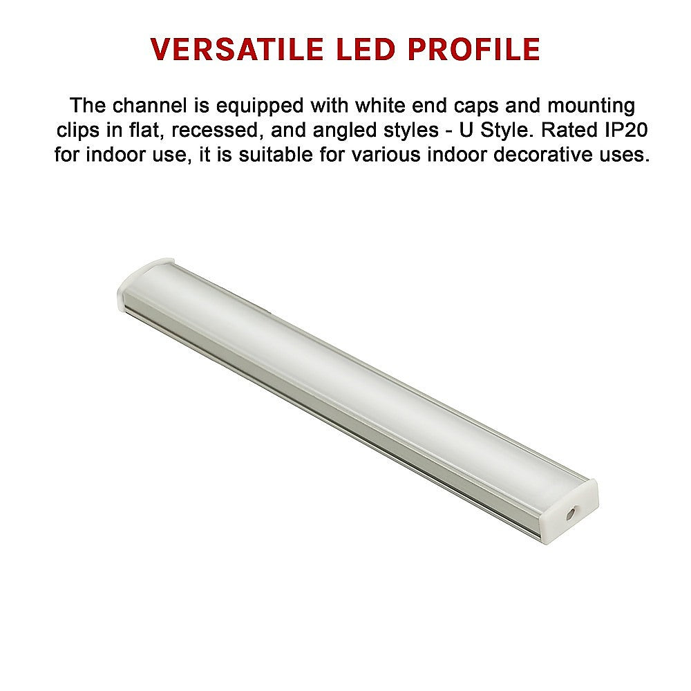 10 x 1M U-Style Aluminium LED Strip Light Channels for Cabinet Lighting V63-844311