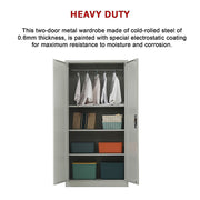 Two-Door Metal Cabinet Shelf Storage for Home Office Gym V63-844331