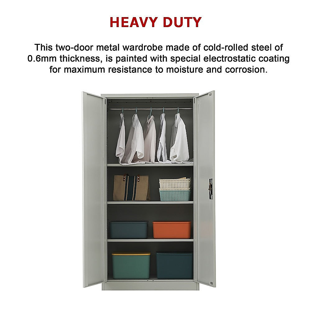 Two-Door Metal Cabinet Shelf Storage for Home Office Gym V63-844331