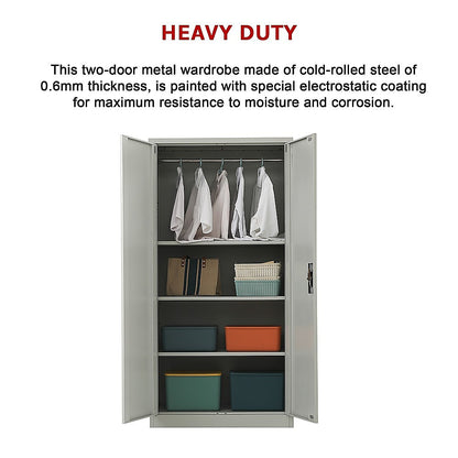 Two-Door Metal Cabinet Shelf Storage for Home Office Gym V63-844331