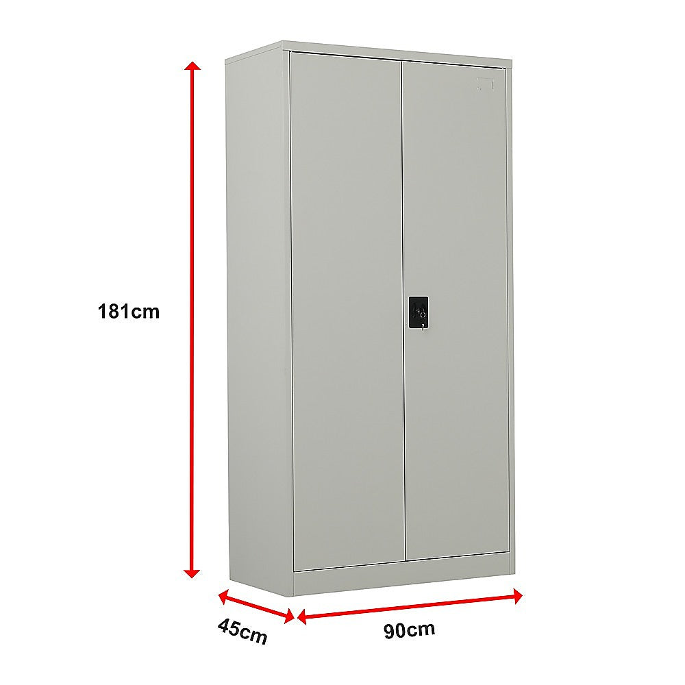 Two-Door Metal Cabinet Shelf Storage for Home Office Gym V63-844331