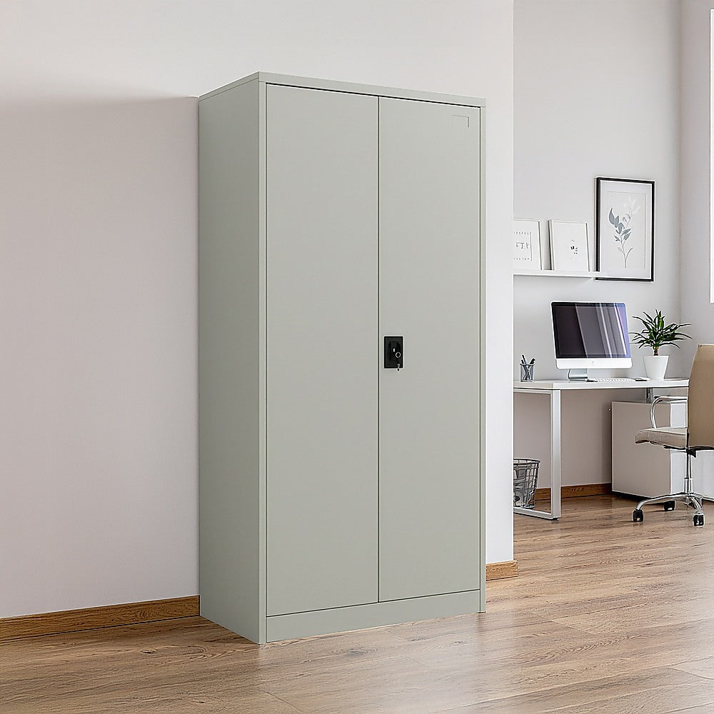 Two-Door Metal Cabinet Shelf Storage for Home Office Gym V63-844331