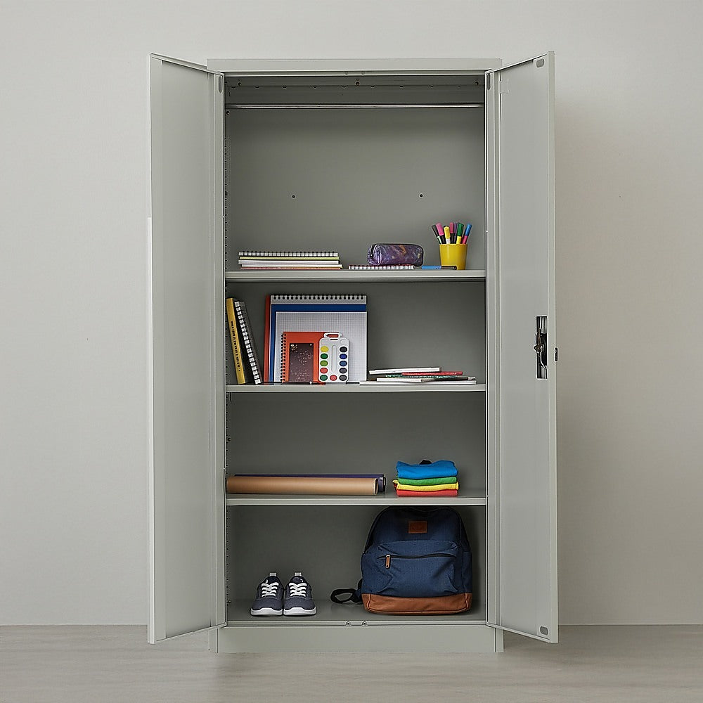 Two-Door Metal Cabinet Shelf Storage for Home Office Gym V63-844331