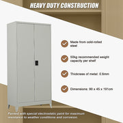 Two-Door Metal Cabinet Shelf Storage for Home Office Gym V63-844341