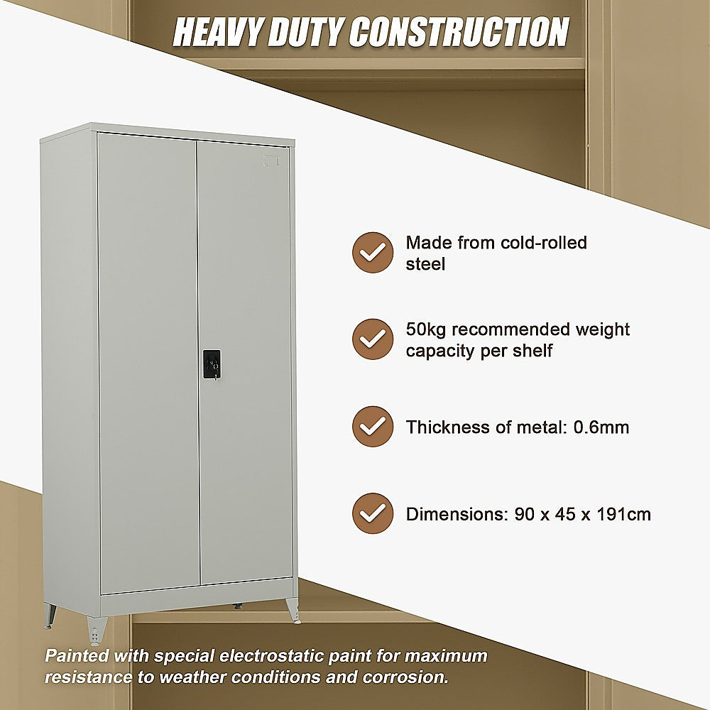 Two-Door Metal Cabinet Shelf Storage for Home Office Gym V63-844341