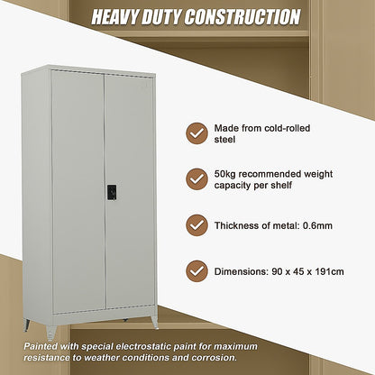 Two-Door Metal Cabinet Shelf Storage for Home Office Gym V63-844341