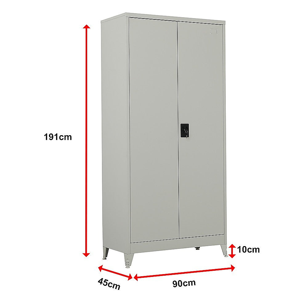 Two-Door Metal Cabinet Shelf Storage for Home Office Gym V63-844341