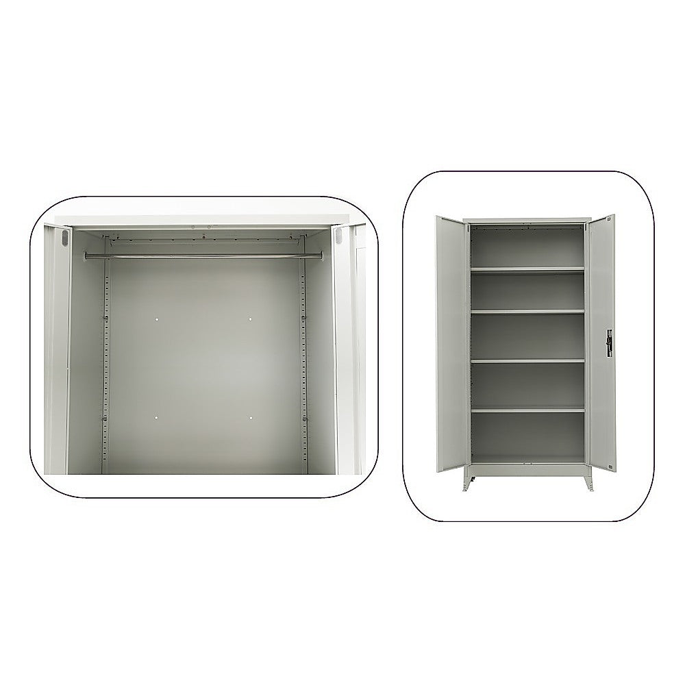 Two-Door Metal Cabinet Shelf Storage for Home Office Gym V63-844341