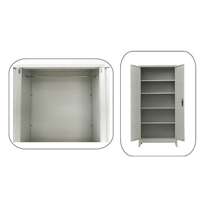 Two-Door Metal Cabinet Shelf Storage for Home Office Gym V63-844341