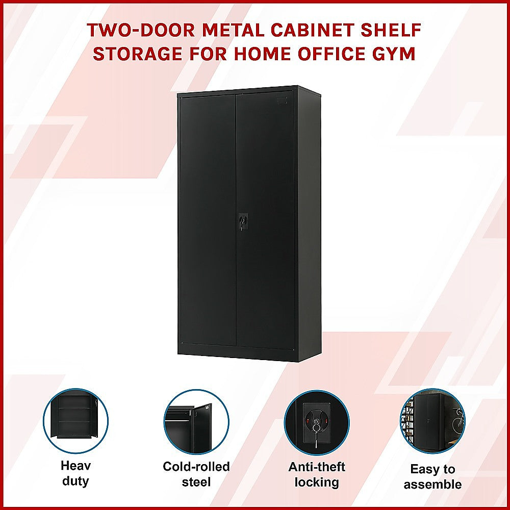 Two-Door Metal Cabinet Shelf Storage for Home Office Gym V63-844351