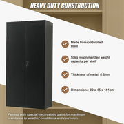 Two-Door Metal Cabinet Shelf Storage for Home Office Gym V63-844351
