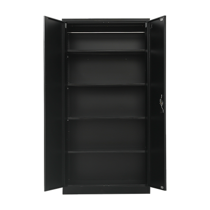 Two-Door Metal Cabinet Shelf Storage for Home Office Gym V63-844351