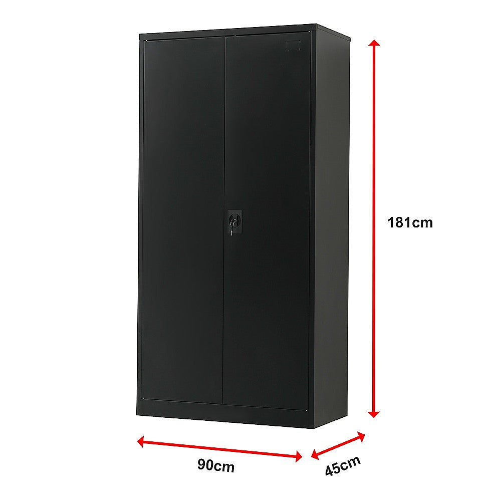 Two-Door Metal Cabinet Shelf Storage for Home Office Gym V63-844351