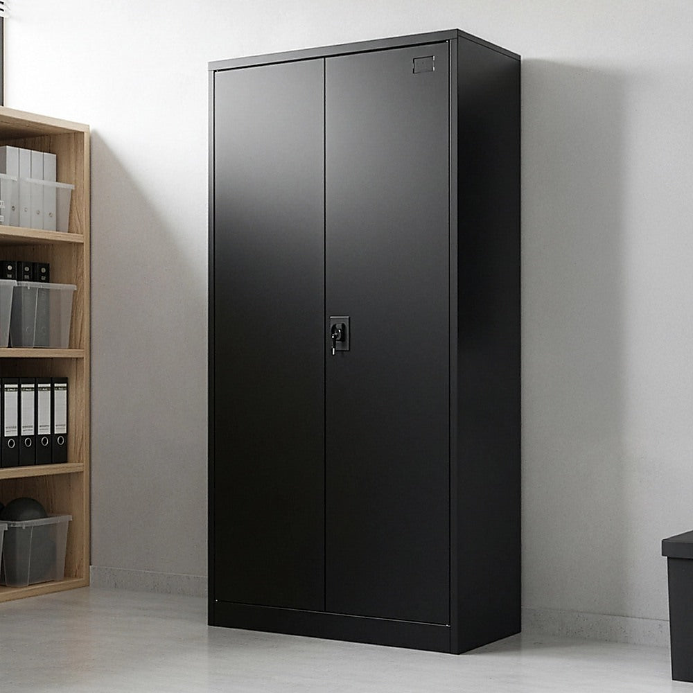 Two-Door Metal Cabinet Shelf Storage for Home Office Gym V63-844351