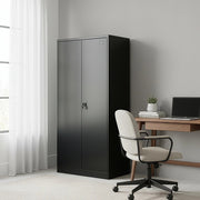 Two-Door Metal Cabinet Shelf Storage for Home Office Gym V63-844351