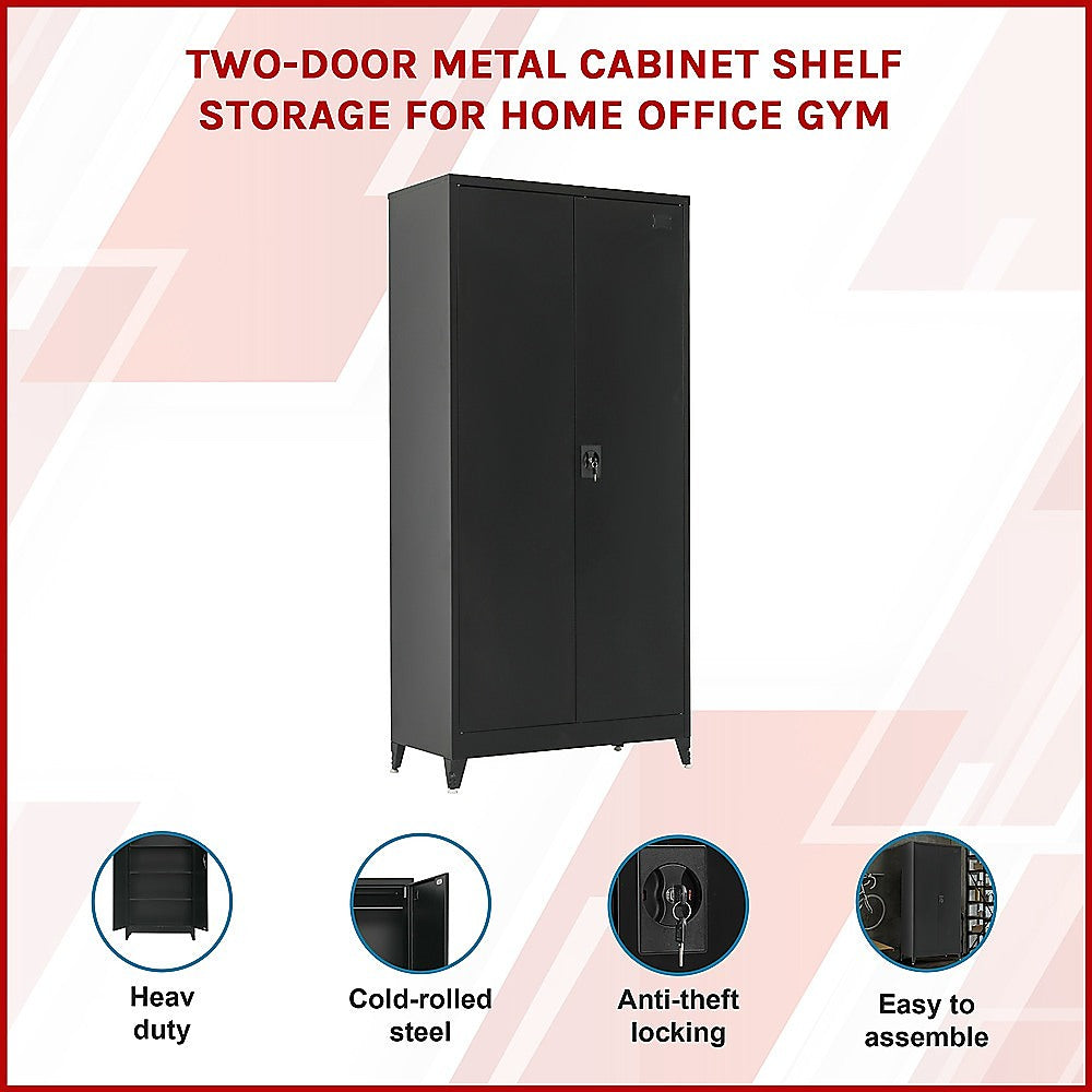 Two-Door Metal Cabinet Shelf Storage for Home Office Gym V63-844361