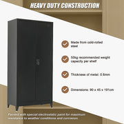 Two-Door Metal Cabinet Shelf Storage for Home Office Gym V63-844361
