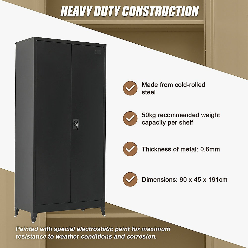 Two-Door Metal Cabinet Shelf Storage for Home Office Gym V63-844361