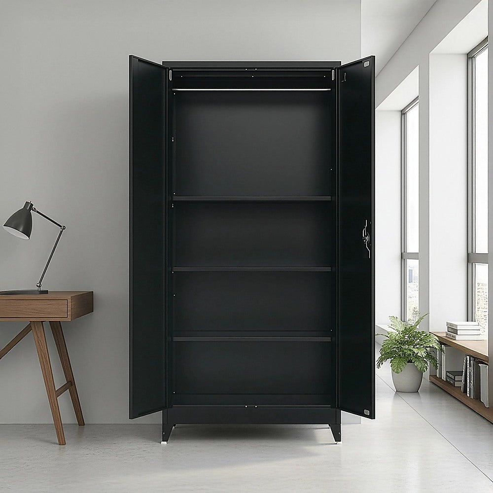 Two-Door Metal Cabinet Shelf Storage for Home Office Gym V63-844361