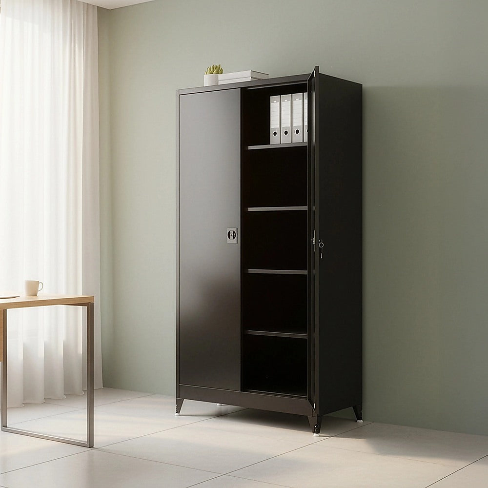 Two-Door Metal Cabinet Shelf Storage for Home Office Gym V63-844361
