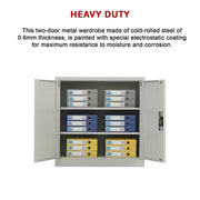 Two-Door Metal Short Cabinet Shelf Storage for Home Office Gym V63-844381