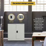Two-Door Metal Short Cabinet Shelf Storage for Home Office Gym V63-844381