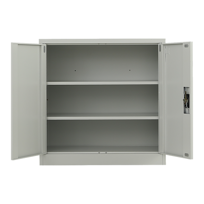 Two-Door Metal Short Cabinet Shelf Storage for Home Office Gym V63-844381