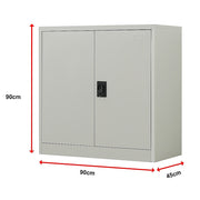 Two-Door Metal Short Cabinet Shelf Storage for Home Office Gym V63-844381