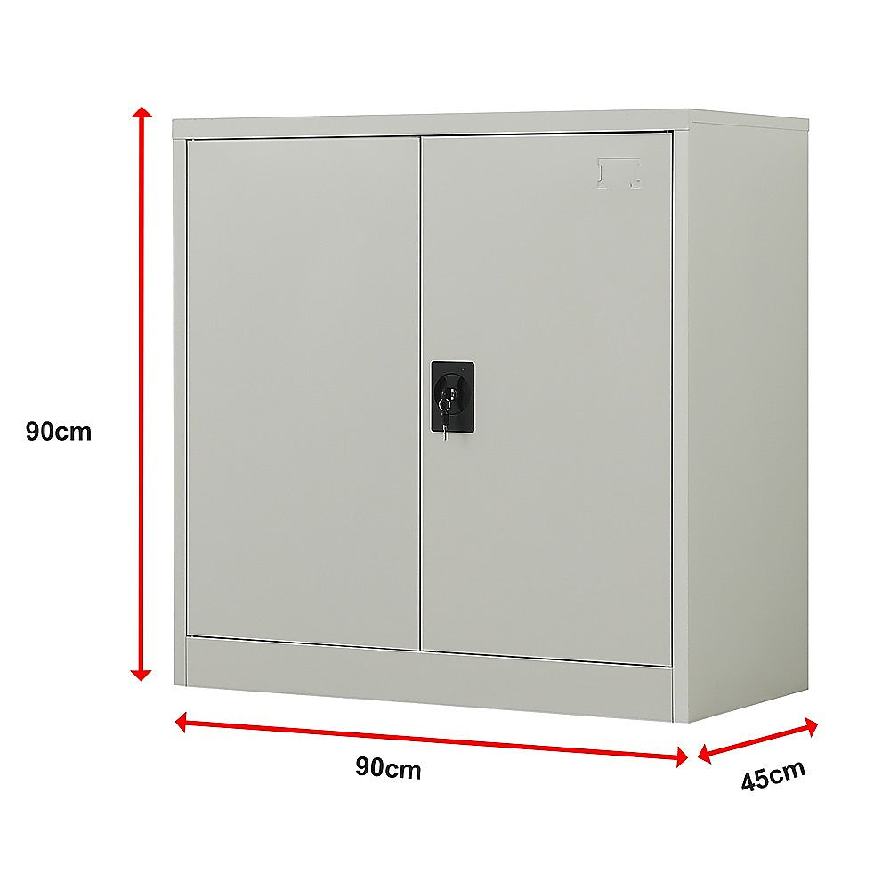 Two-Door Metal Short Cabinet Shelf Storage for Home Office Gym V63-844381
