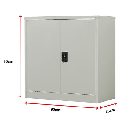 Two-Door Metal Short Cabinet Shelf Storage for Home Office Gym V63-844381