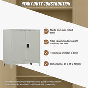 Two-Door Metal Short Cabinet Shelf Storage for Home Office Gym V63-844391