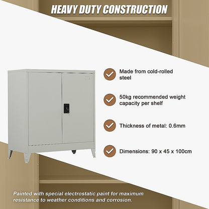 Two-Door Metal Short Cabinet Shelf Storage for Home Office Gym V63-844391