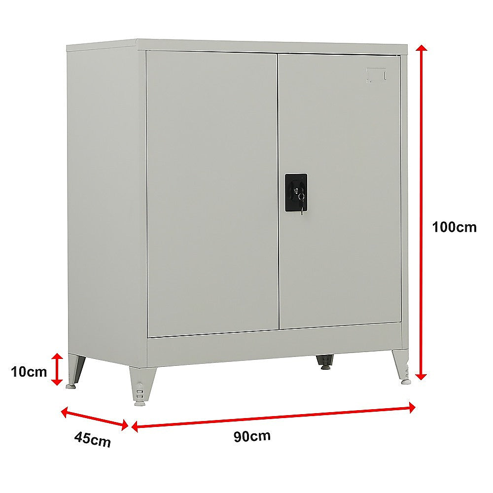 Two-Door Metal Short Cabinet Shelf Storage for Home Office Gym V63-844391