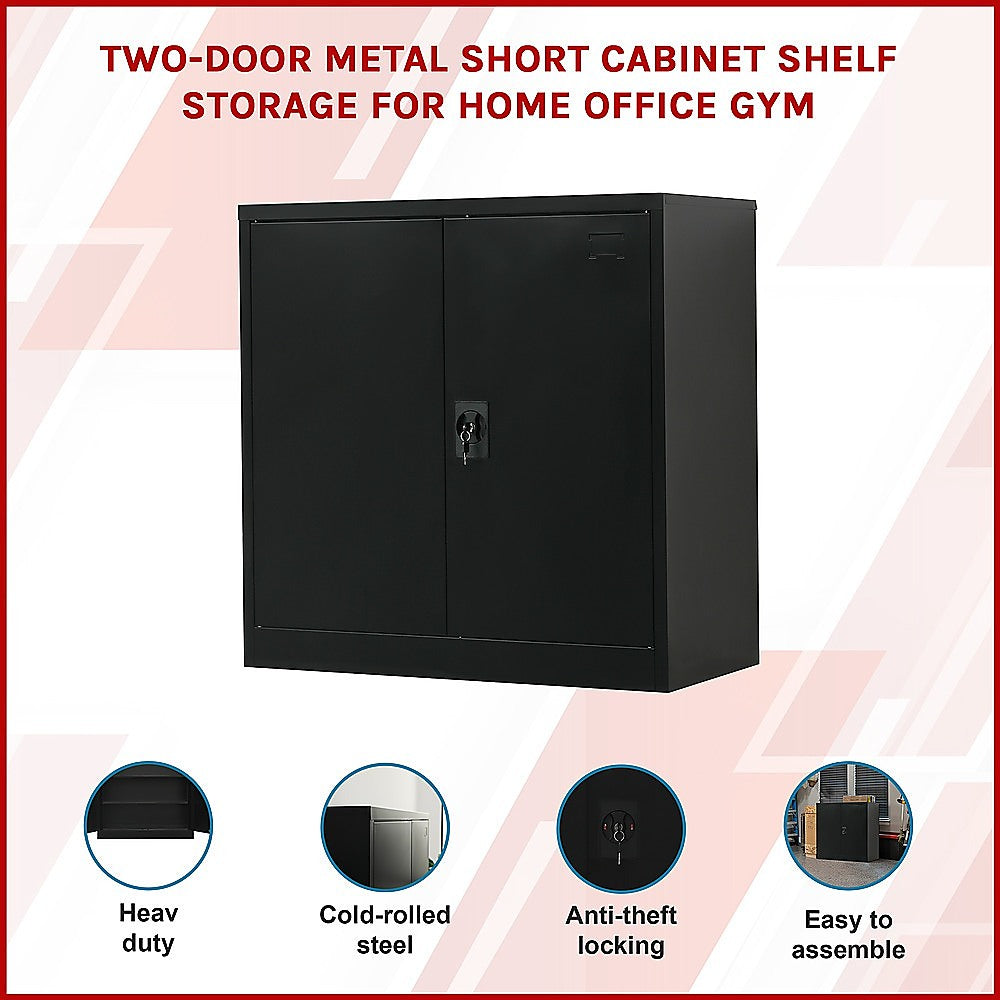 Two-Door Metal Short Cabinet Shelf Storage for Home Office Gym V63-844401
