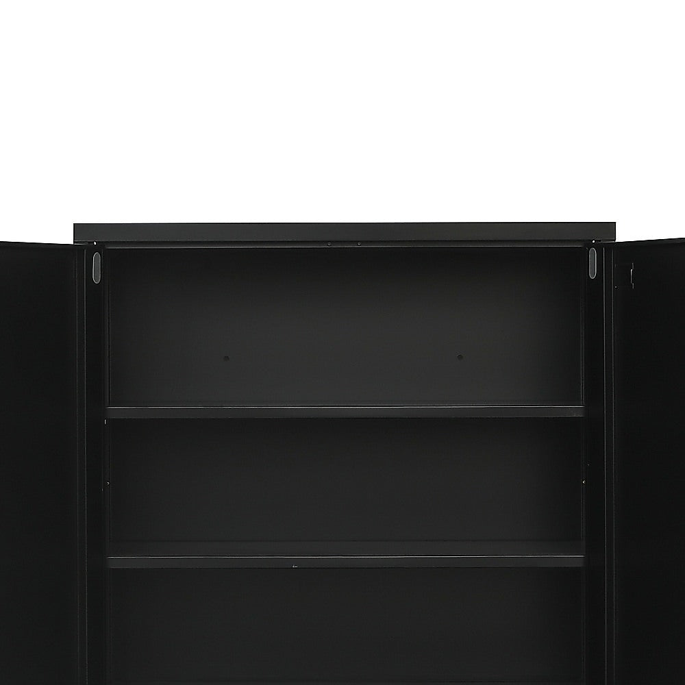 Two-Door Metal Short Cabinet Shelf Storage for Home Office Gym V63-844401
