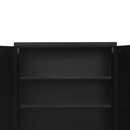 Two-Door Metal Short Cabinet Shelf Storage for Home Office Gym V63-844401
