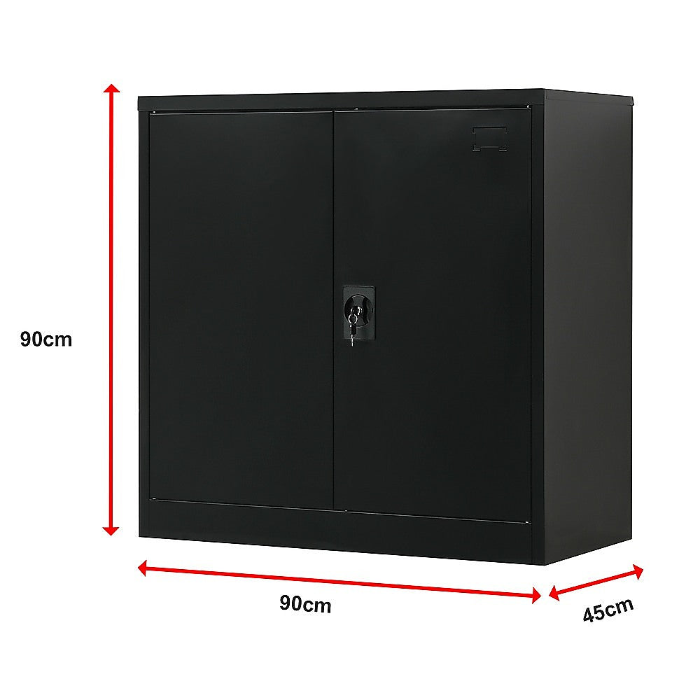 Two-Door Metal Short Cabinet Shelf Storage for Home Office Gym V63-844401
