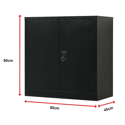 Two-Door Metal Short Cabinet Shelf Storage for Home Office Gym V63-844401