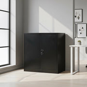 Two-Door Metal Short Cabinet Shelf Storage for Home Office Gym V63-844401