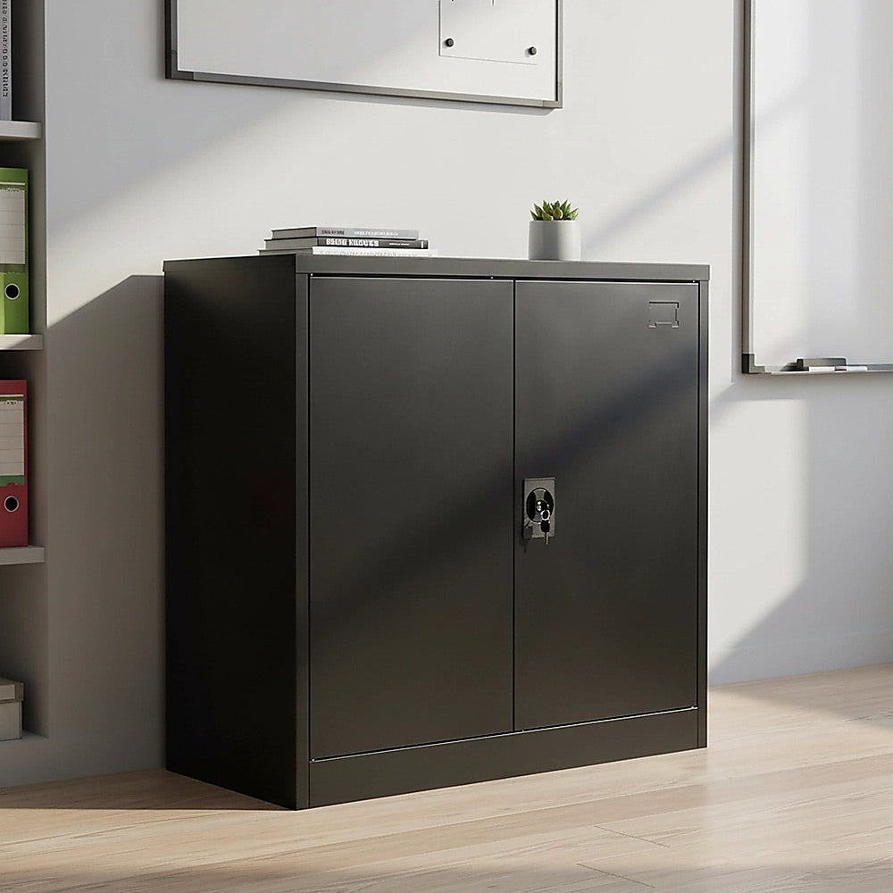 Two-Door Metal Short Cabinet Shelf Storage for Home Office Gym V63-844401