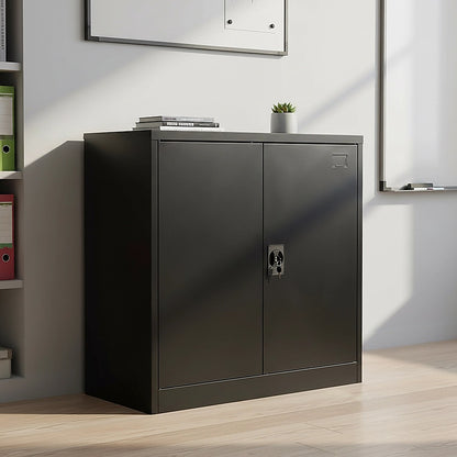 Two-Door Metal Short Cabinet Shelf Storage for Home Office Gym V63-844401