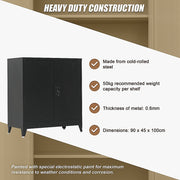 Two-Door Metal Short Cabinet Shelf Storage for Home Office Gym V63-844411