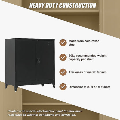 Two-Door Metal Short Cabinet Shelf Storage for Home Office Gym V63-844411