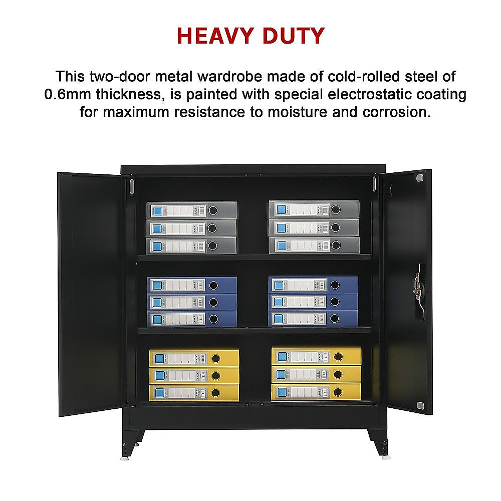 Two-Door Metal Short Cabinet Shelf Storage for Home Office Gym V63-844411