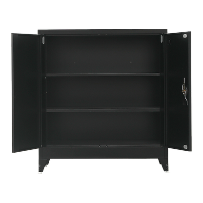 Two-Door Metal Short Cabinet Shelf Storage for Home Office Gym V63-844411