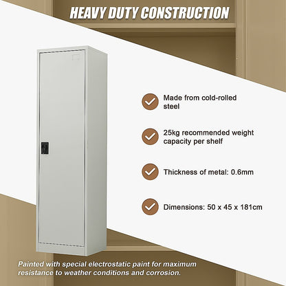 Single-Door Metal Tall Cabinet Shelf Storage for Home Office Gym V63-844431