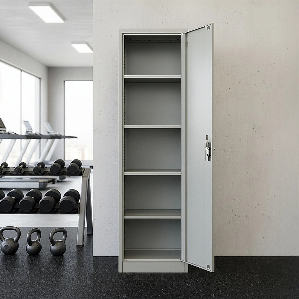 Single-Door Metal Tall Cabinet Shelf Storage for Home Office Gym V63-844431